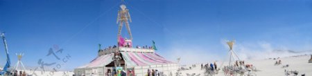 诺北干湖底火人艺术节又名燃烧的男人节BurningMan全景图片