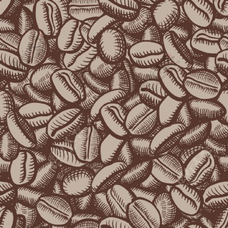 手绘咖啡豆背景矢量图片