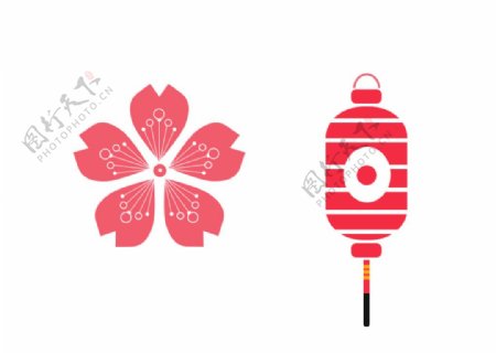 鼠绘樱花日本喜庆节日图片