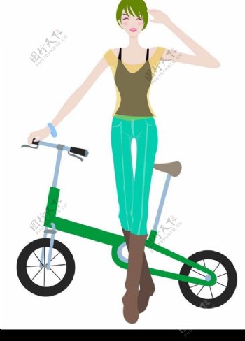 自行车女孩图片