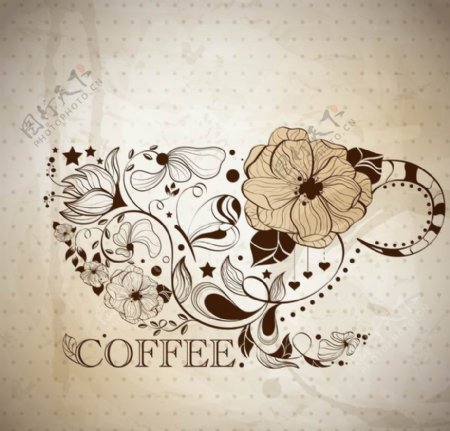 咖啡花纹花朵图片