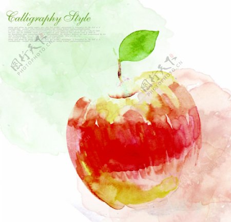 水彩苹果图片
