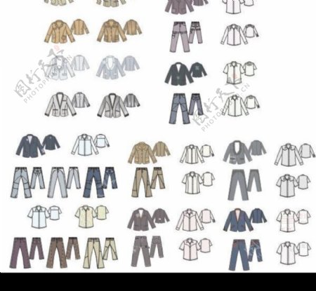 最新42套男士西装衬衫裤子细节矢量图共分5页图片