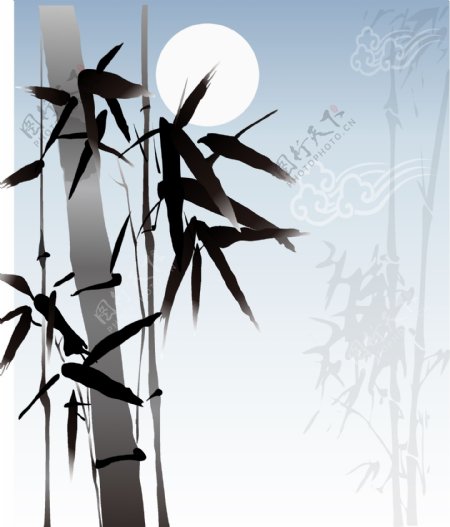 中国画竹子矢量图图片