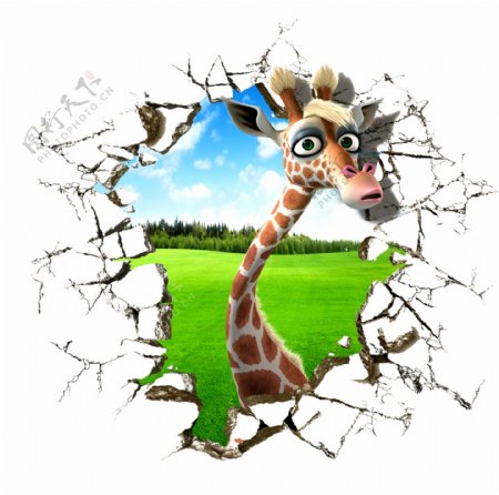 3D图片长颈鹿