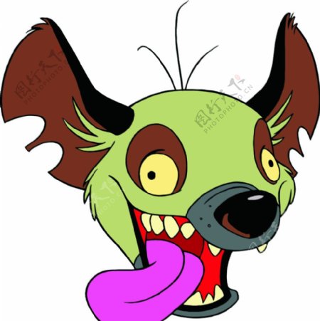 鬣狗卡通丑陋头像吐舌图片