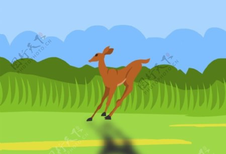 草原上奔跑的鹿