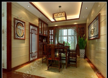 中式餐厅室内效果图图片