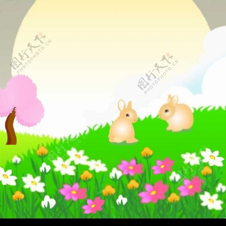 草原风景兔子FLA