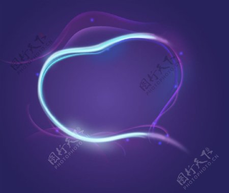 梦幻紫蓝色光束心形图片
