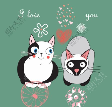 可爱卡通小猫生日贺卡图片