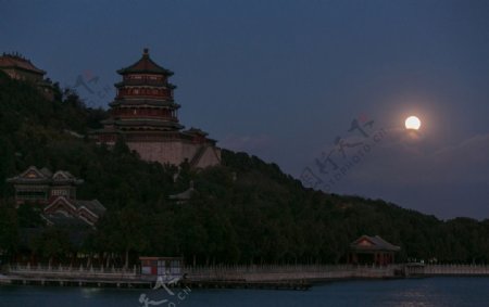 月光下的万寿山图片