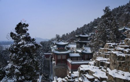 万寿山雪景图片