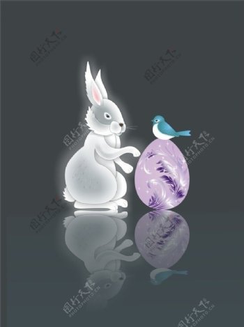 精典复活节兔子彩蛋小鸟图片