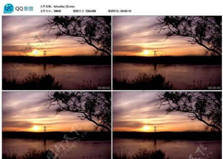 湖边夕阳美景视频实拍素材