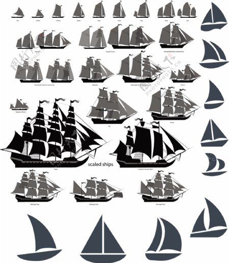帆船剪影图片