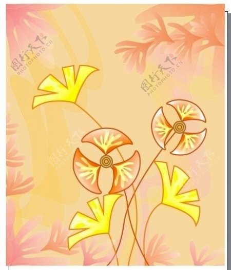 欢乐花海银杏叶花纹线条图片