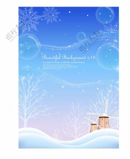 冬季雪景背景矢量素材图片
