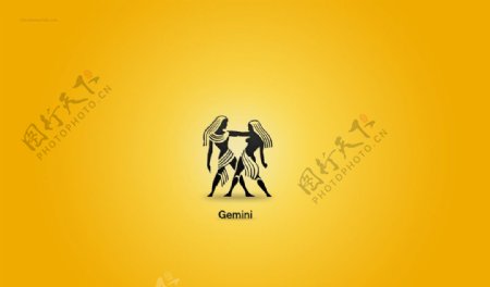 12星座黄色背景壁纸素材Gemini图片