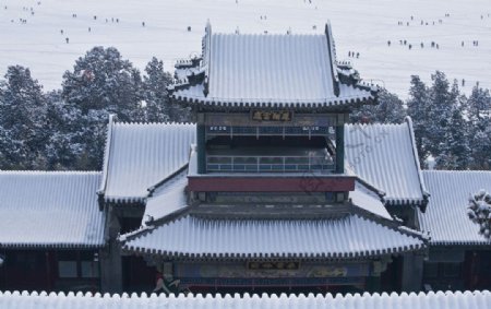 大戏楼雪景图片