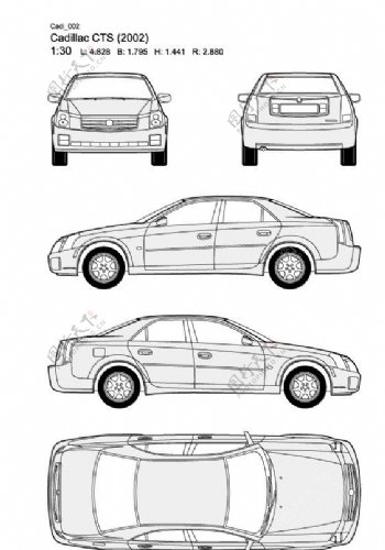 凯迪拉克CTS汽车线稿图片
