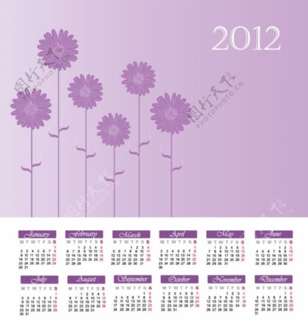 时尚花纹花朵2012日历图片