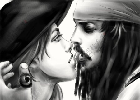 素描加勒比海盗图片