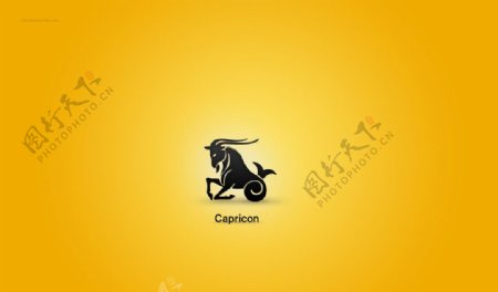 12星座黄色背景壁纸素材Capricon图片