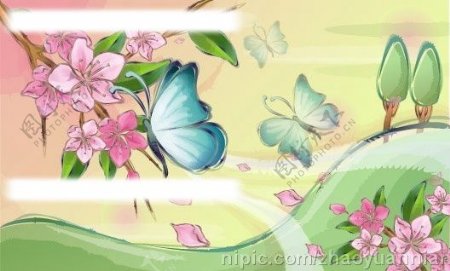 风景素材花与蝴蝶图片