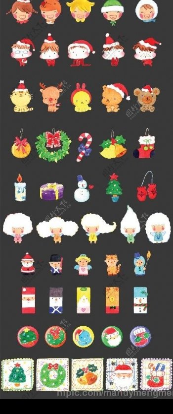50款圣诞礼物小人物卡通ICON韩国图片