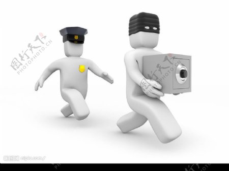 3D小人物警察与小偷图片素材