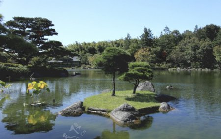 园林湖景图片