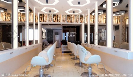 某美容美发店装修大厅效果图图片