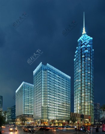 商业大厦夜景景观图片