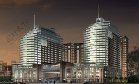 商业大厦夜景图片