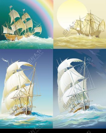 矢量古帆船图片