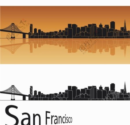 旧金山城市建筑剪影图片