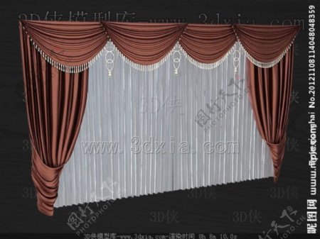 欧式窗帘3D模型图片