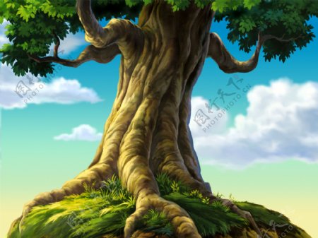动画背景孤树图片