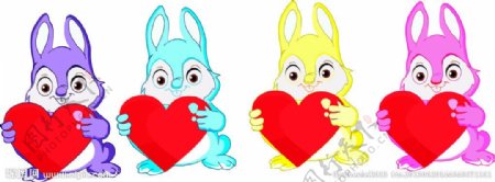 4种颜色的公仔兔子图片