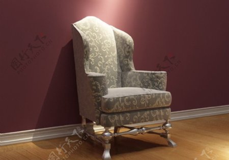 欧式金黄花纹单人椅图片
