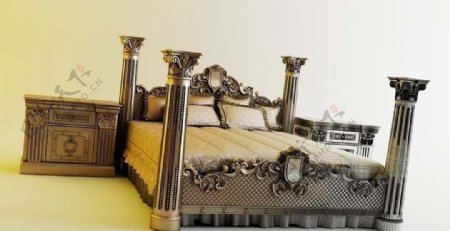 欧式套床3D模型图片