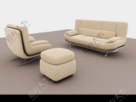 奶油沙发带材质MAX模型图片