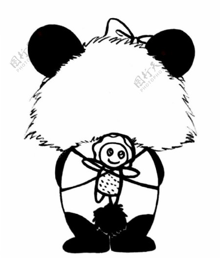 线条熊猫图片