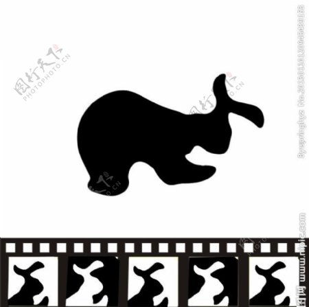 胶片可爱黑白兔子插图图片