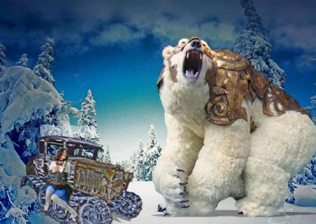 北极熊圣诞节插画图片