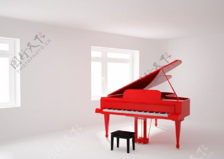 钢琴高清红色高贵图片