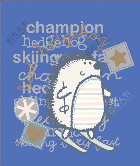 滑雪的刺猬图片