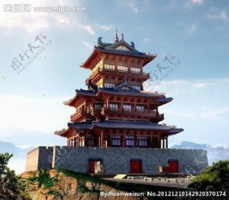 中式建筑塔3d模型图片
