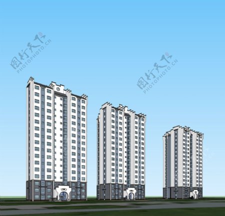 江南风格高层住宅模型图片